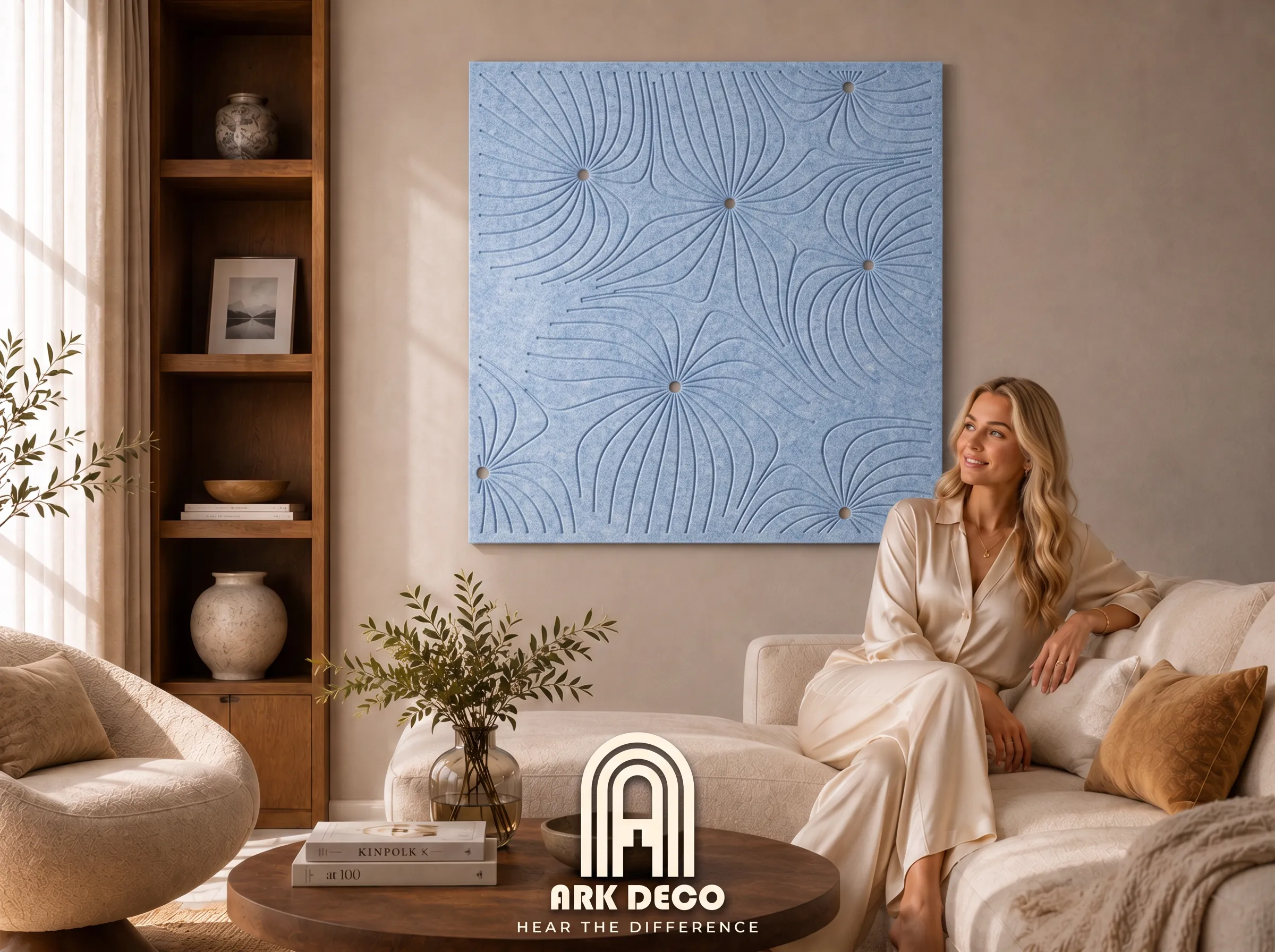 Flora · Korenblauw vilt · Kantoor
